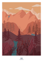 Paysage de Montagnes avec Ours Bleu Vert