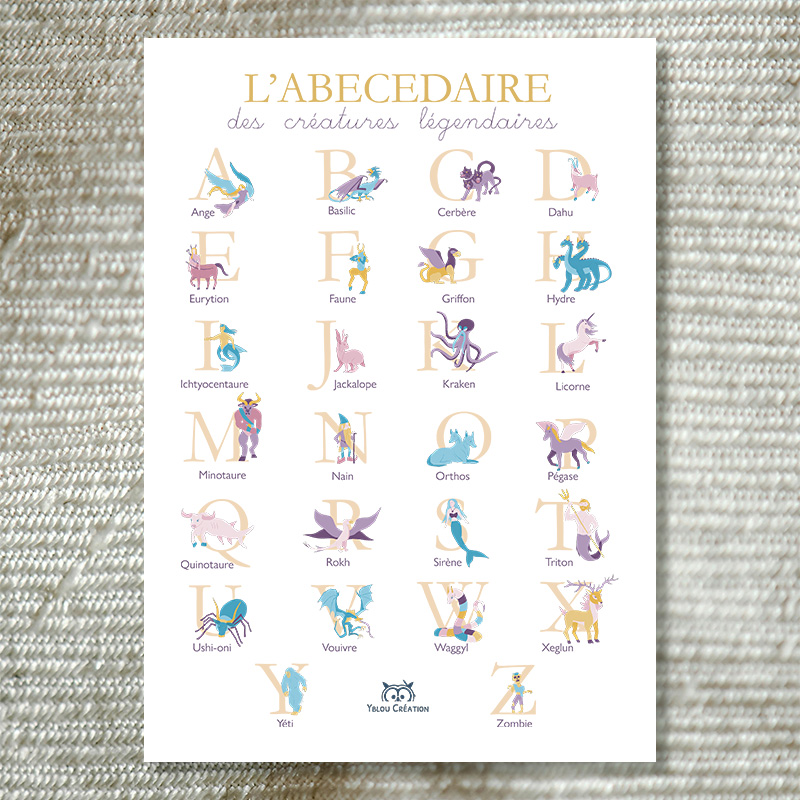 L'abécédaire des créatures légendaires par Yblou Création.