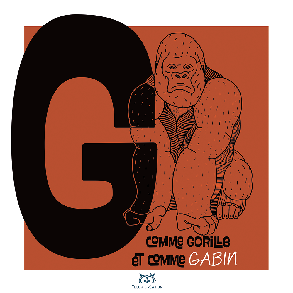 Prénom personnalisé - G comme Gorille et comme Gabin - Yblou Création