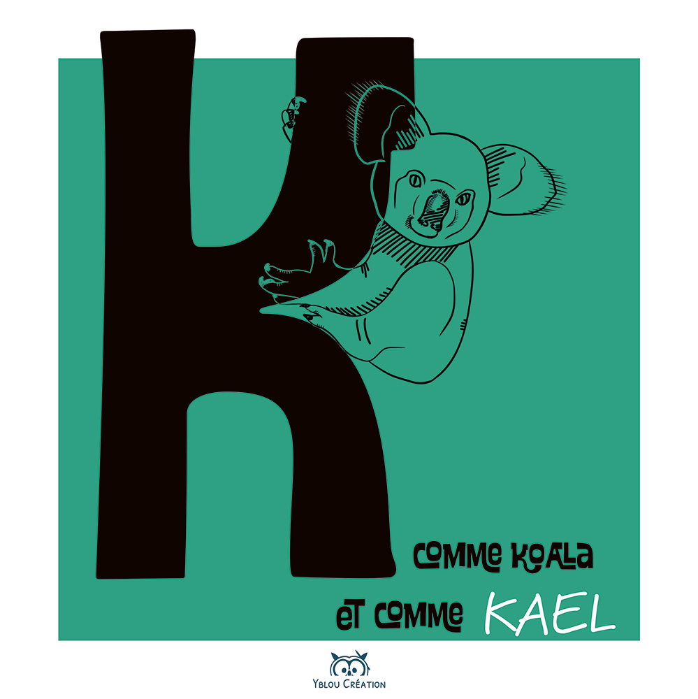 Prénom personnalisé - K comme Koala et comme Kael - Yblou Création