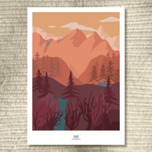 Paysage de Montagnes avec Ours Bleu Vert